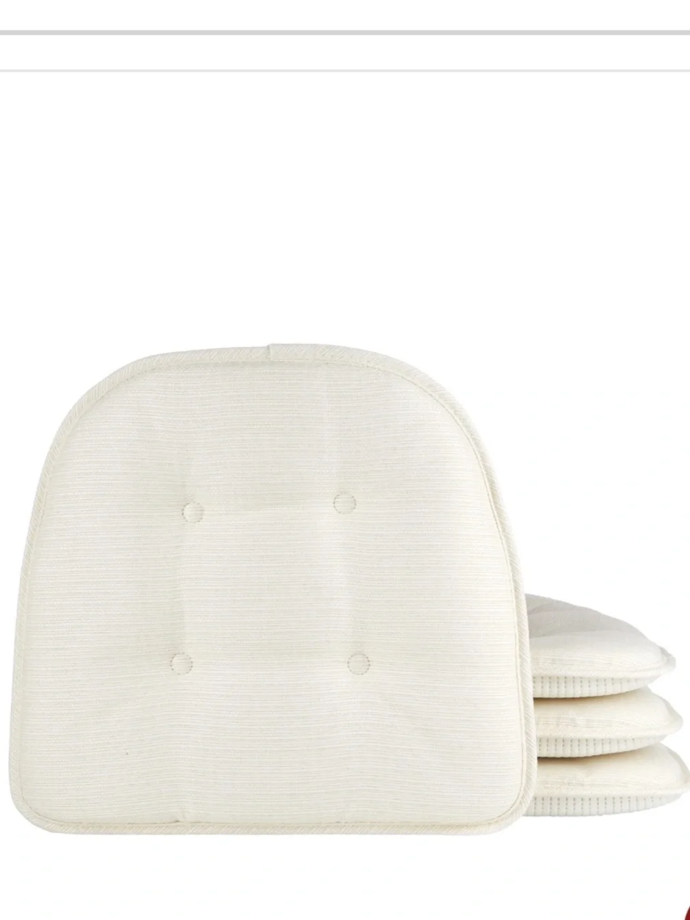 Solid Ivory Chair Cushions No-Slip 16x15x2” (4-Pack) Kitchen Office